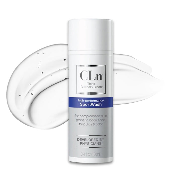 CLn SportWash front bottle showing compact travel-friendly design and clear purpose
