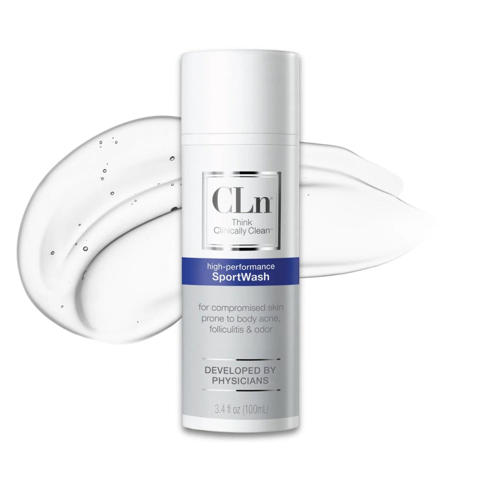 CLn SportWash front bottle showing compact travel-friendly design and clear purpose