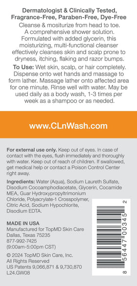 CLn lather texture close-up demonstrating mild, non-drying foam