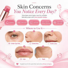 CLNXMT balm stick held in hand to show compact travel-friendly size