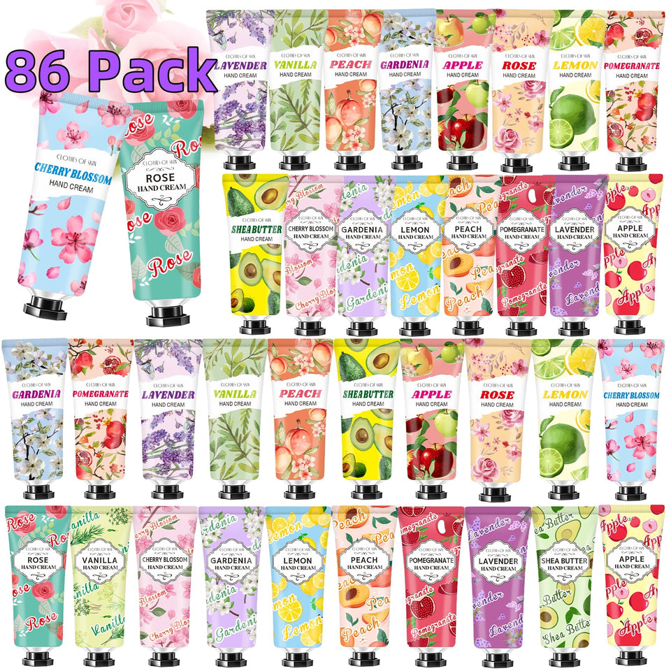 CLOTHES OF SKIN front-packaging showing bulk hand cream set and variety benefits