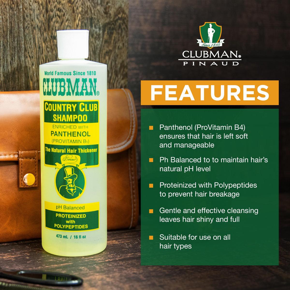 Clubman shampoo lather in hand showing foam for effective cleaning benefit