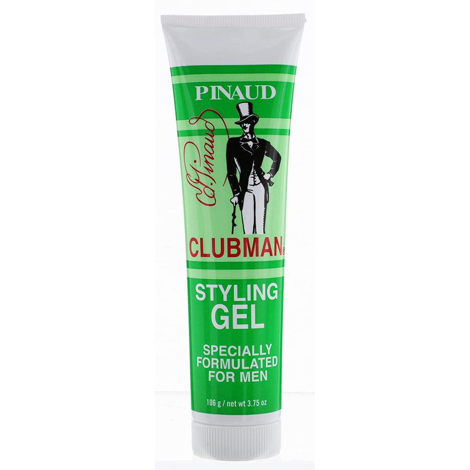 Clubman Pinaud front packaging showing product and benefit of neat grooming