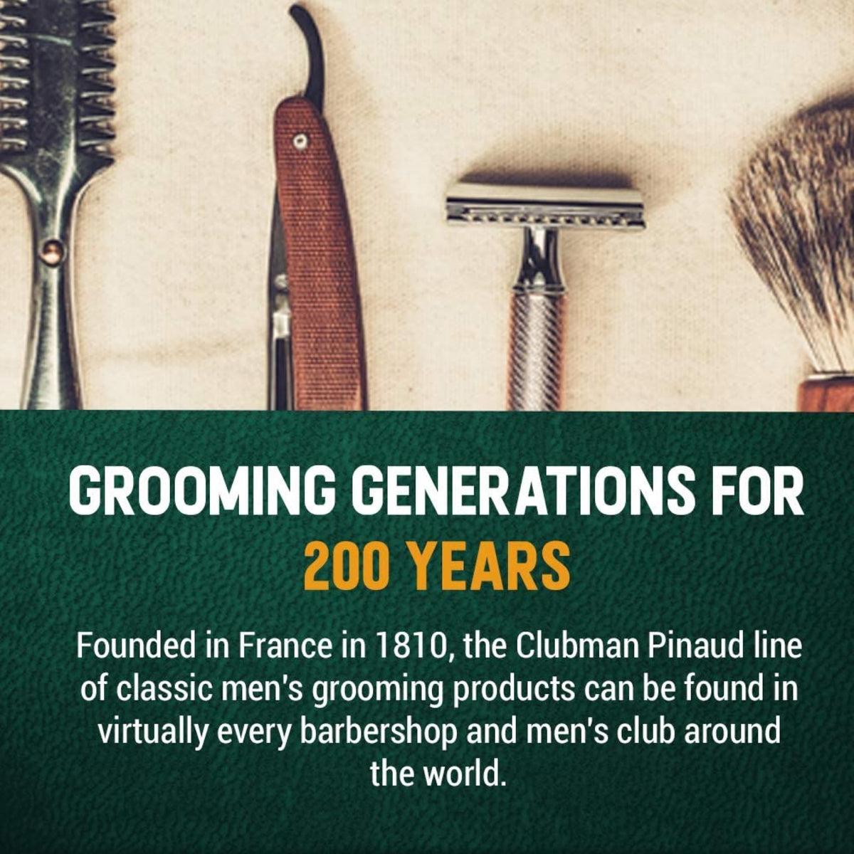 Clubman Pinaud label close-up highlighting botanical complex and conditioning