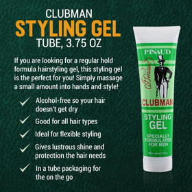Clubman Pinaud gel styled hair side view showing natural shine and control