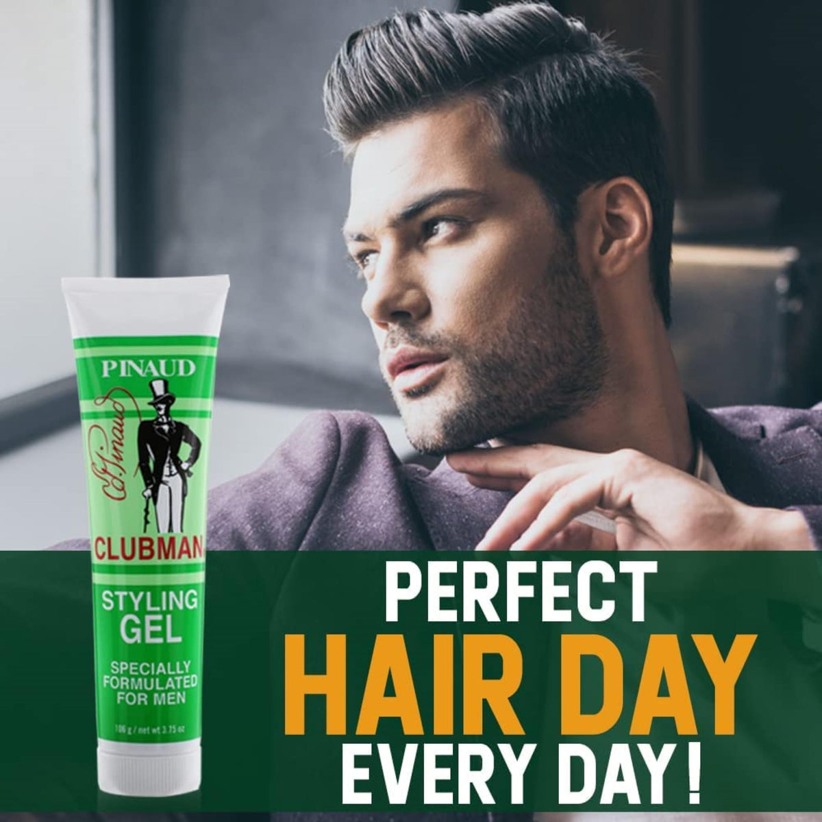 Clubman Pinaud open cap and gel texture highlighting smooth, non-sticky finish