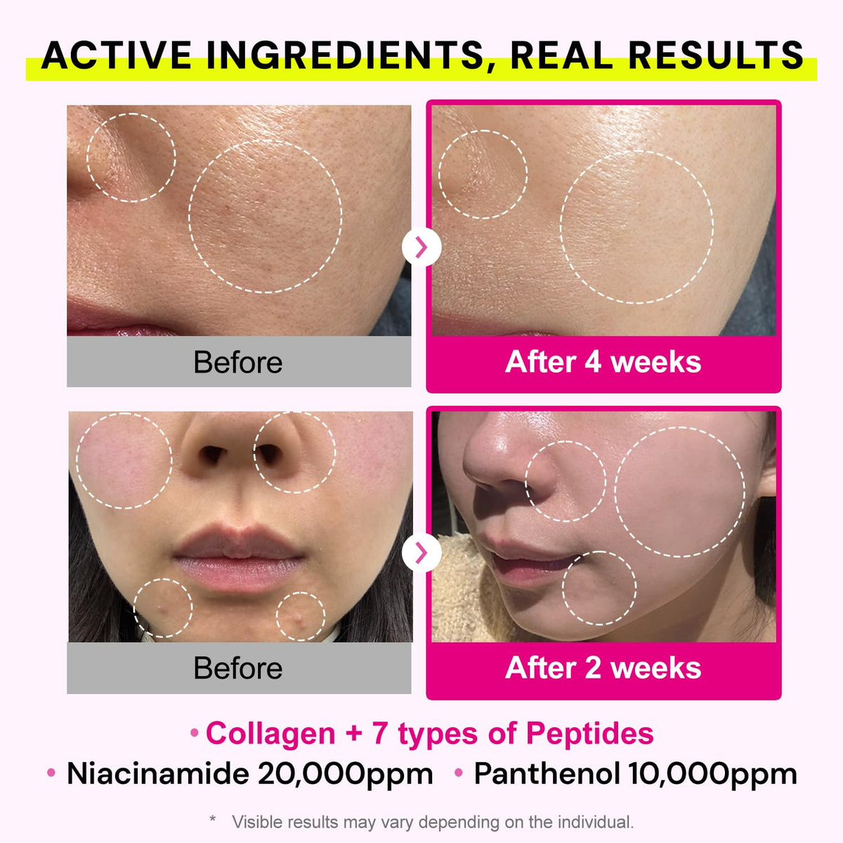 cluciel ingredient label highlighting peptides and niacinamide for clarity