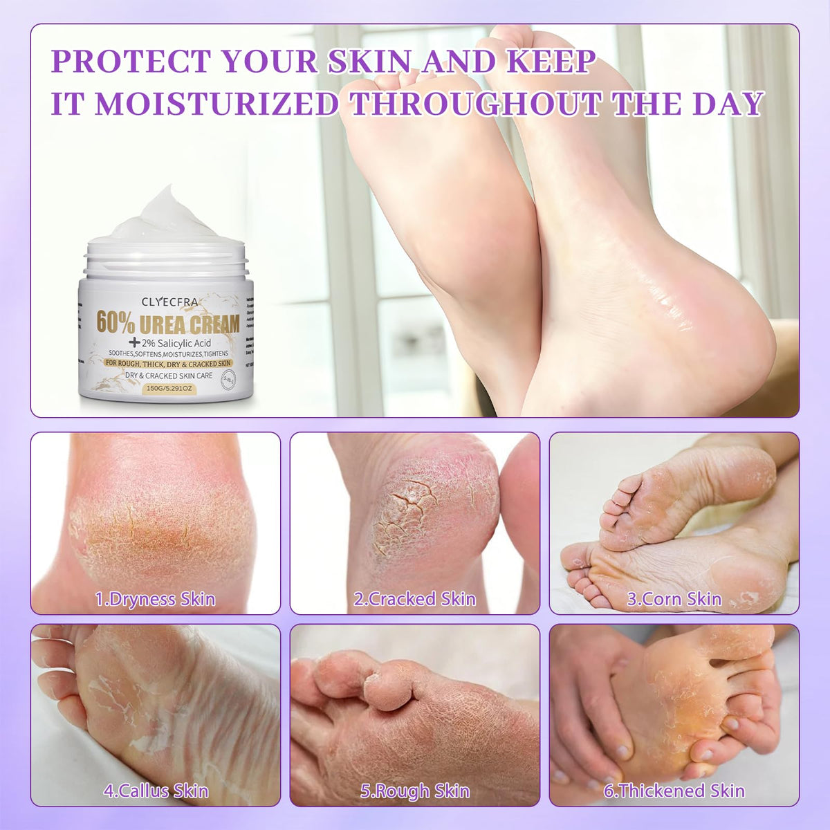 Clyecfra before and after feet image showing smoother heels benefit