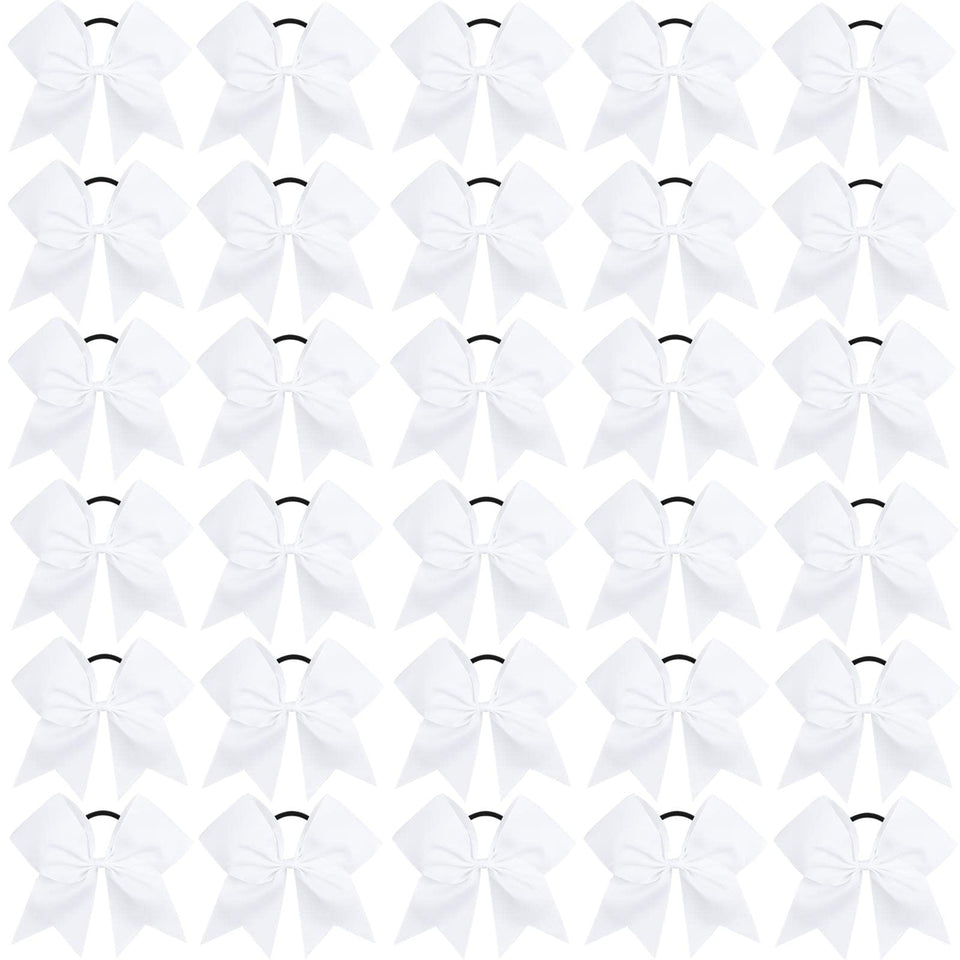 CN front packaging showing 30 white cheer bows, easy bulk outfit solution
