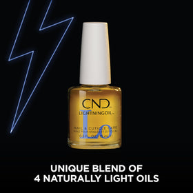 CND LIGHTNINGOIL dropper dispensing an oil drop for precise application benefit