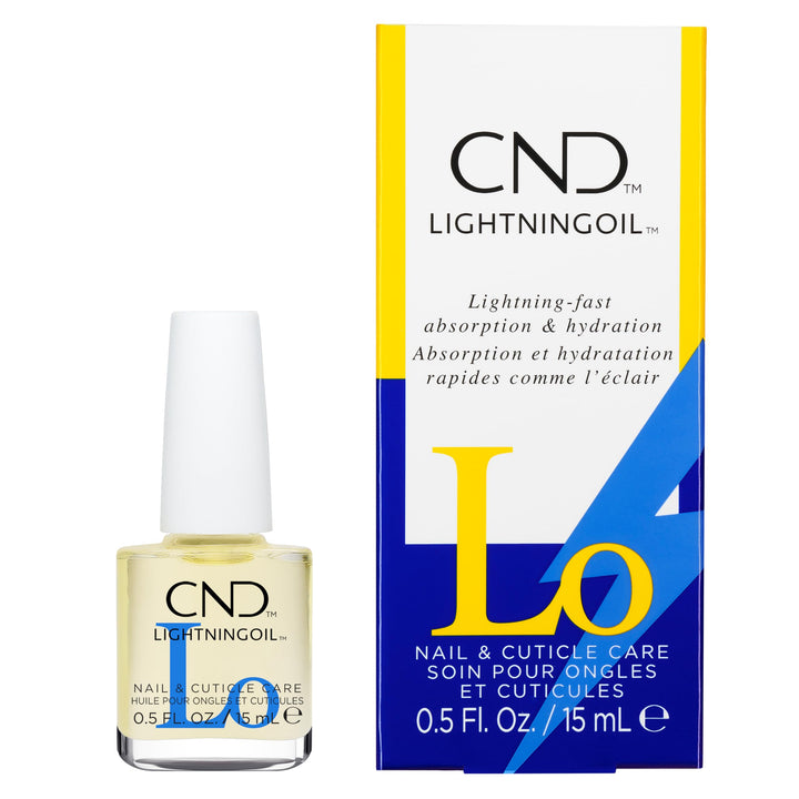 CND LIGHTNINGOIL front bottle view showing compact design and label benefit
