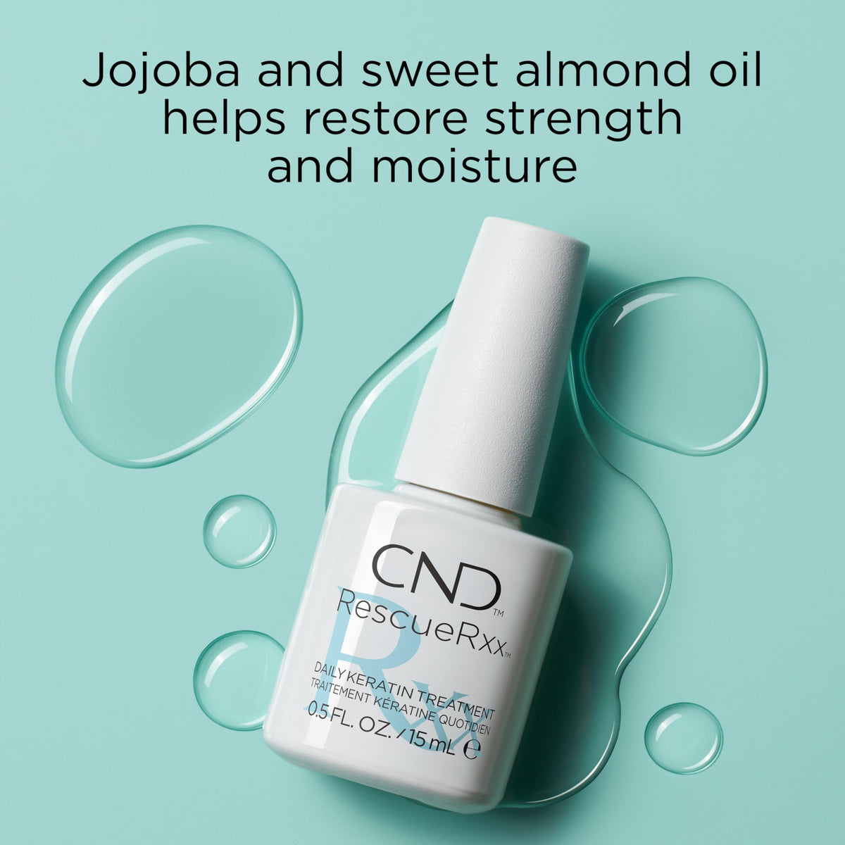 CND RescueRXx beside coin to show 0.08 fl oz size and portability
