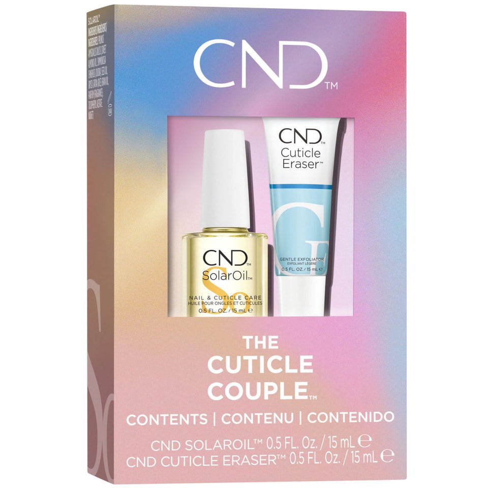 CND front packaging showing cuticle care duo and clear benefits