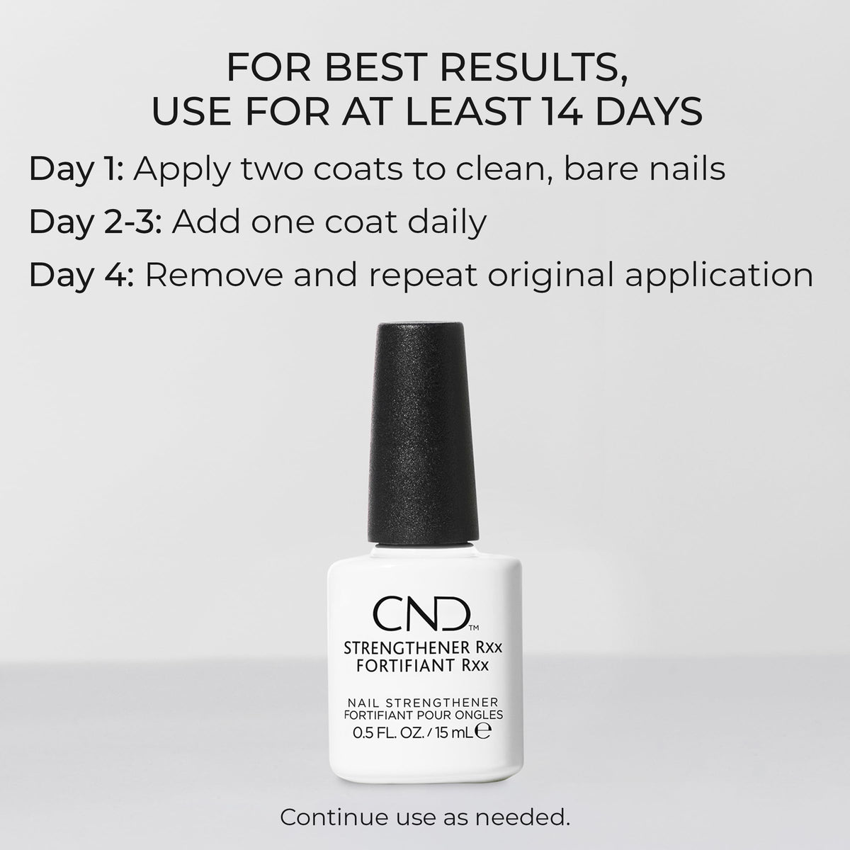 CND Strengthener RXx being applied on a fingernail to add protection