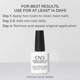CND Strengthener RXx being applied on a fingernail to add protection