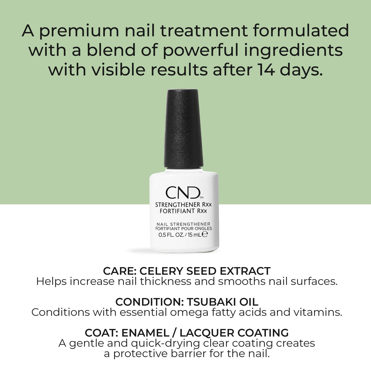 CND Strengthener RXx brush and cap detail for smooth, precise application
