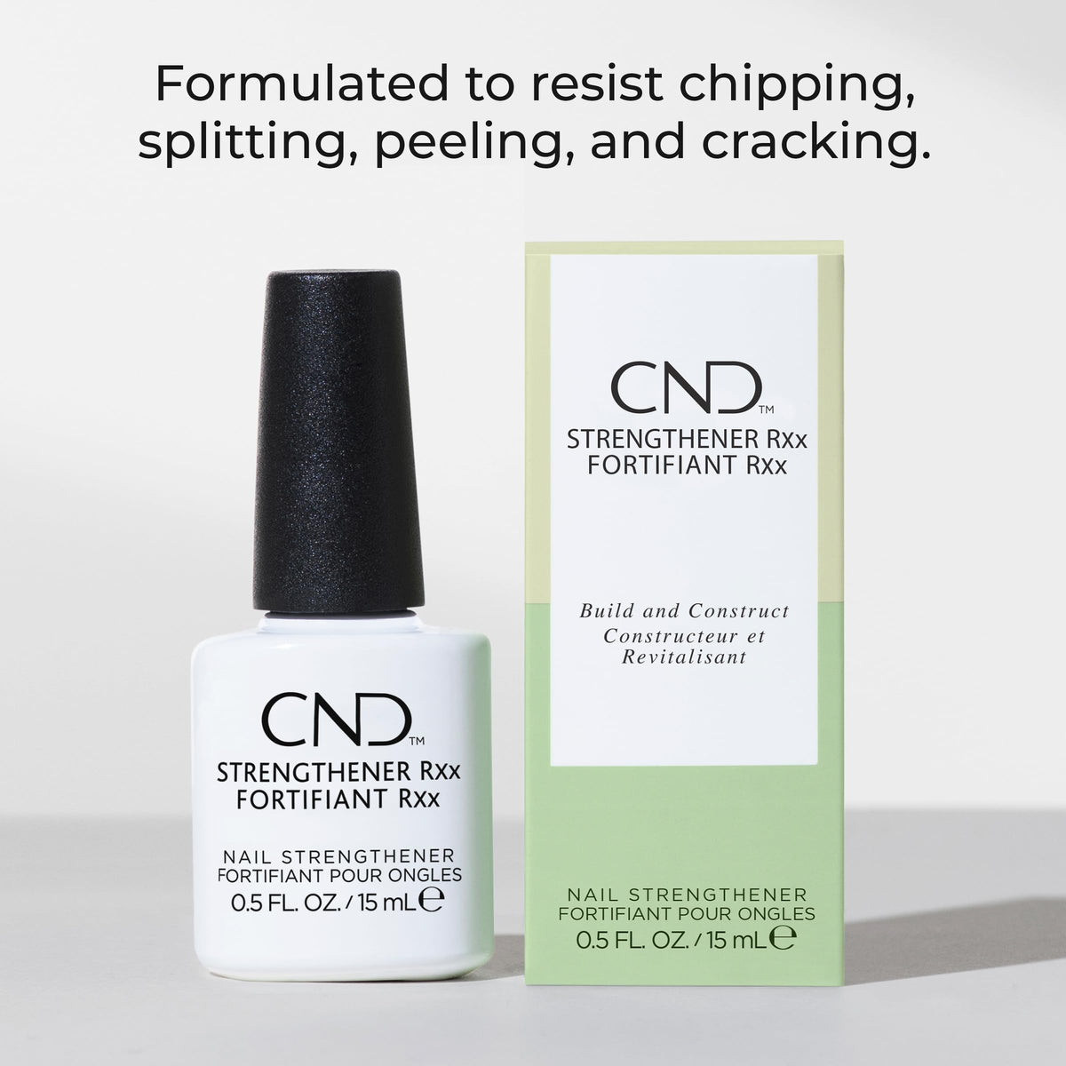 CND Strengthener RXx clear-coat texture closeup showing fast-absorbing finish