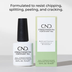 CND Strengthener RXx clear-coat texture closeup showing fast-absorbing finish