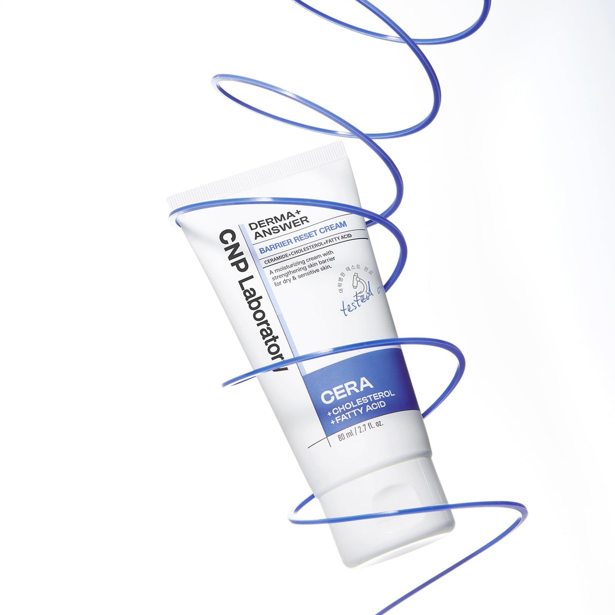 CNP Barrier Reset Cream small jar with measuring spoon showing portion control and travel convenience