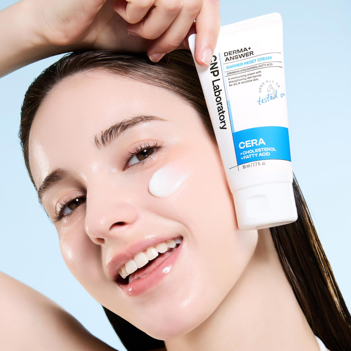 CNP Barrier Reset Cream jar with ingredient label highlighting ceramides and clinical formulation benefits