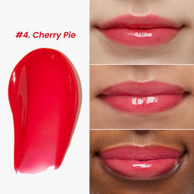 CNP model wearing Cherry Pie lipcerin showing natural tint and shine