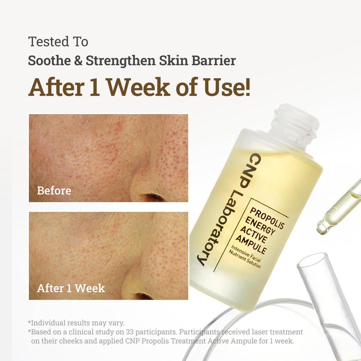 close-up of honey-like serum texture on skin showing moisturizing, non-sticky finish