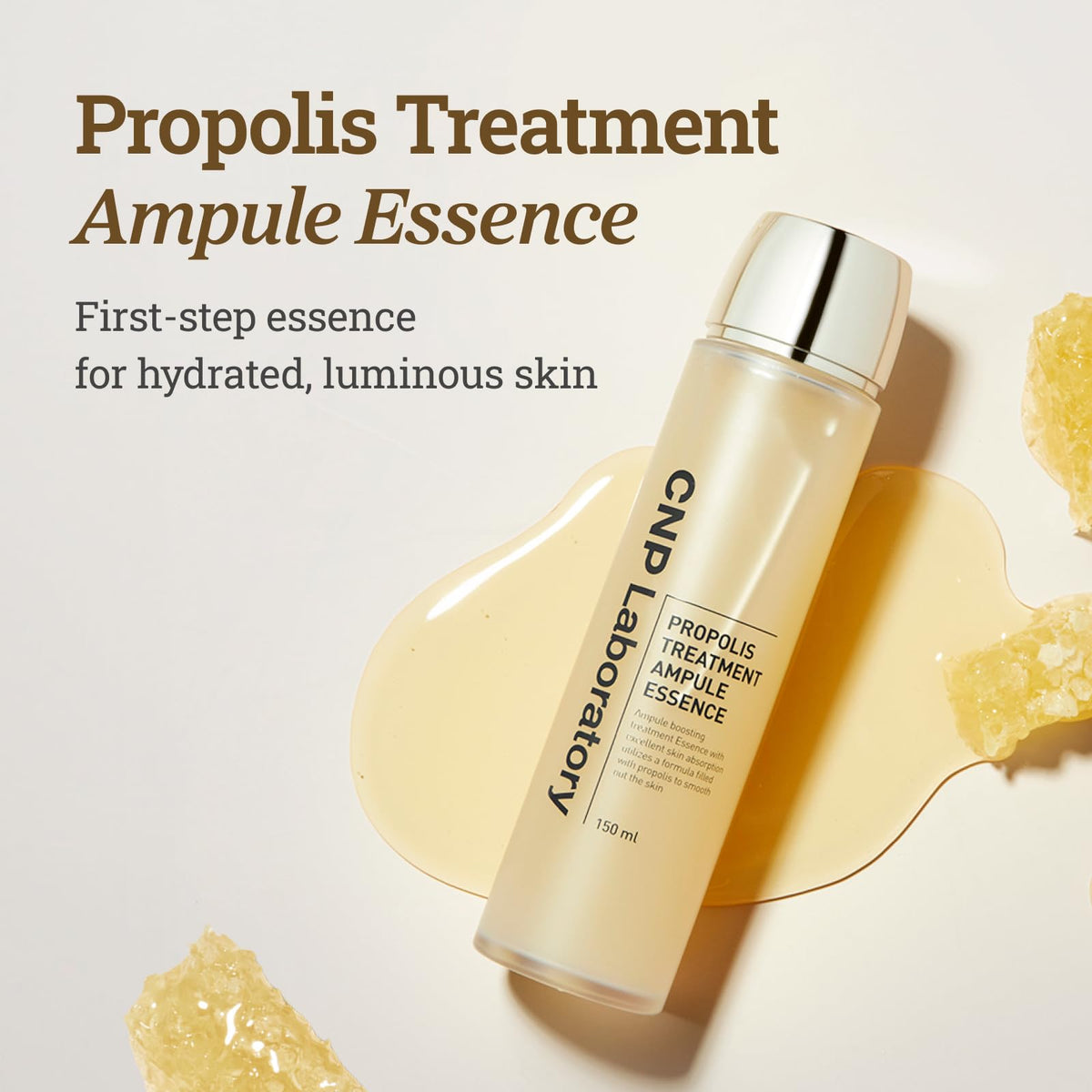 CNP Honey Glow Booster texture close-up illustrating lightweight hydrating finish