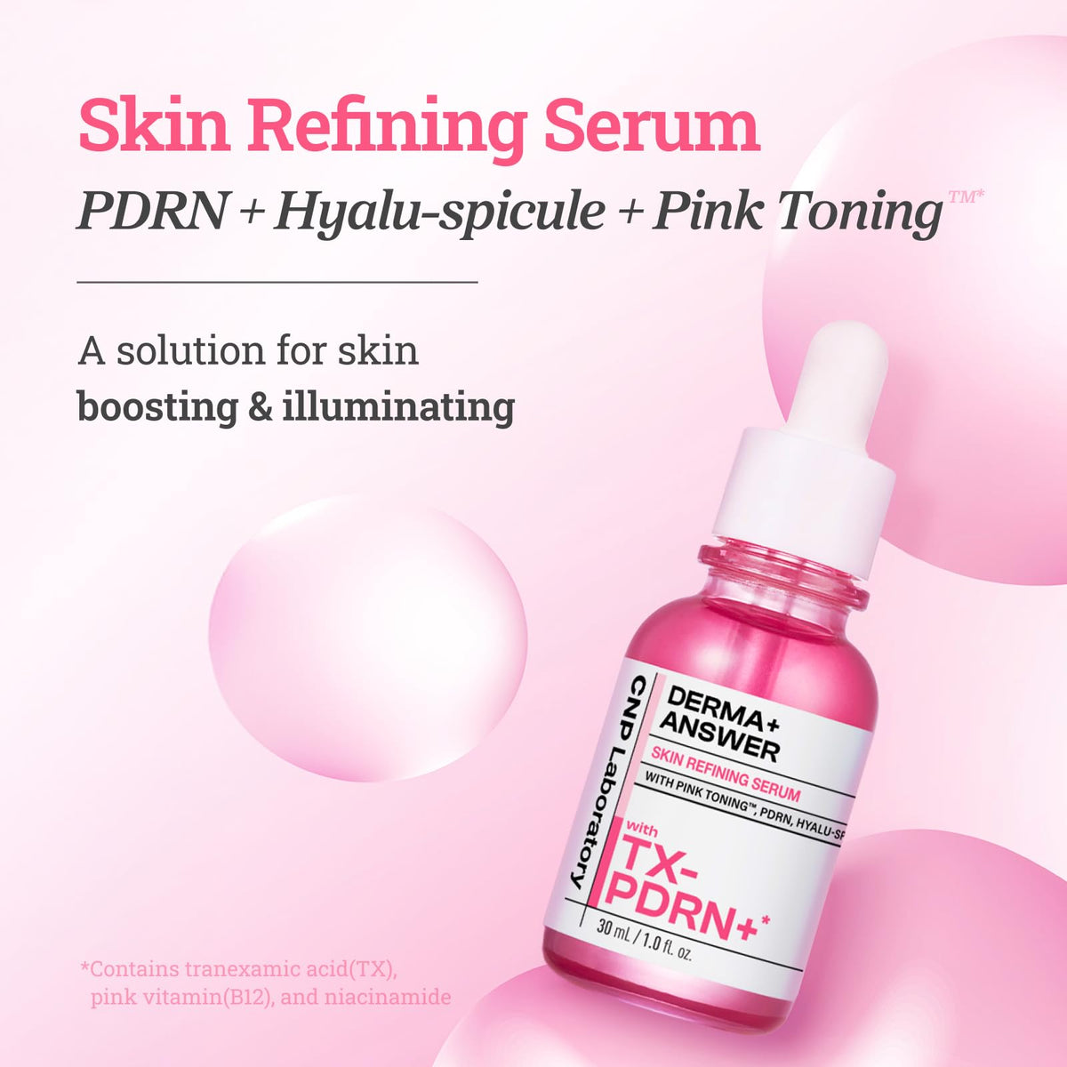 CNP texture close-up highlighting creamy-pink serum hydration