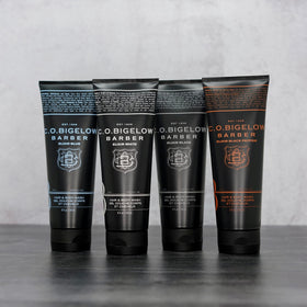 C. O. Bigelow bottle in shower scene showing fast, efficient wash