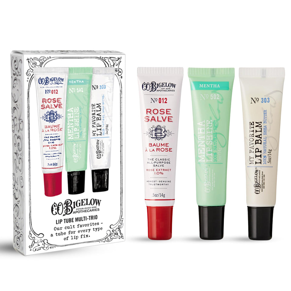 C.O. Bigelow front packaging trio showing three tubes and brand appeal