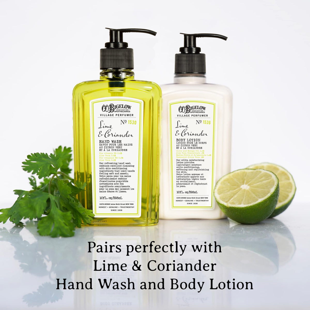 C.O. Bigelow body wash being dispensed in shower illustrating daily use benefit