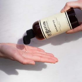 C.O. Bigelow shampoo in hand showing easy application and lightweight feel