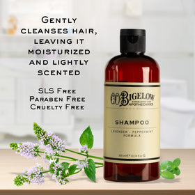 C.O. Bigelow shampoo lather close-up demonstrating rich foam and cleanse