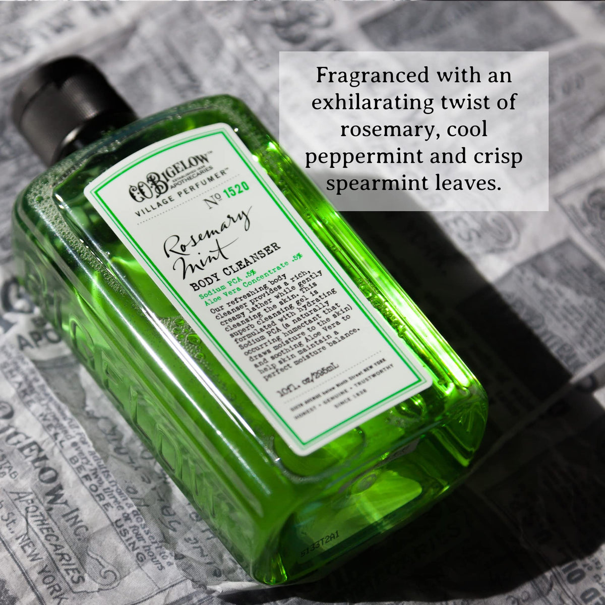 C. O. Bigelow rich lather texture in palm showing moisturizing foam benefit