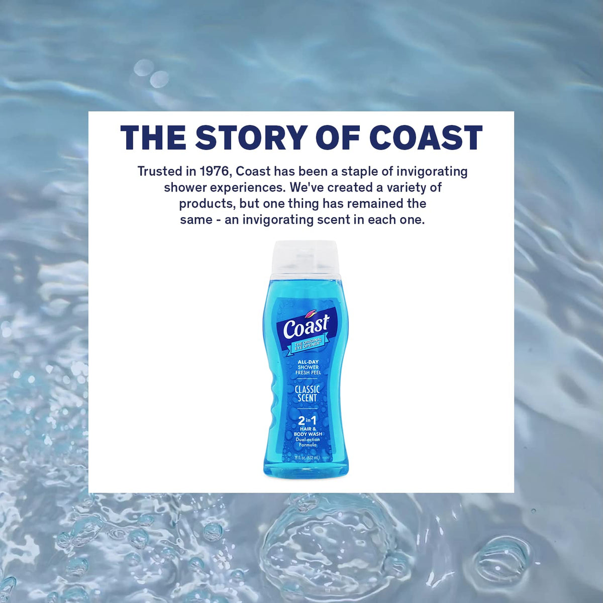 Coast product label close-up showing ingredients and clean-rinse benefit