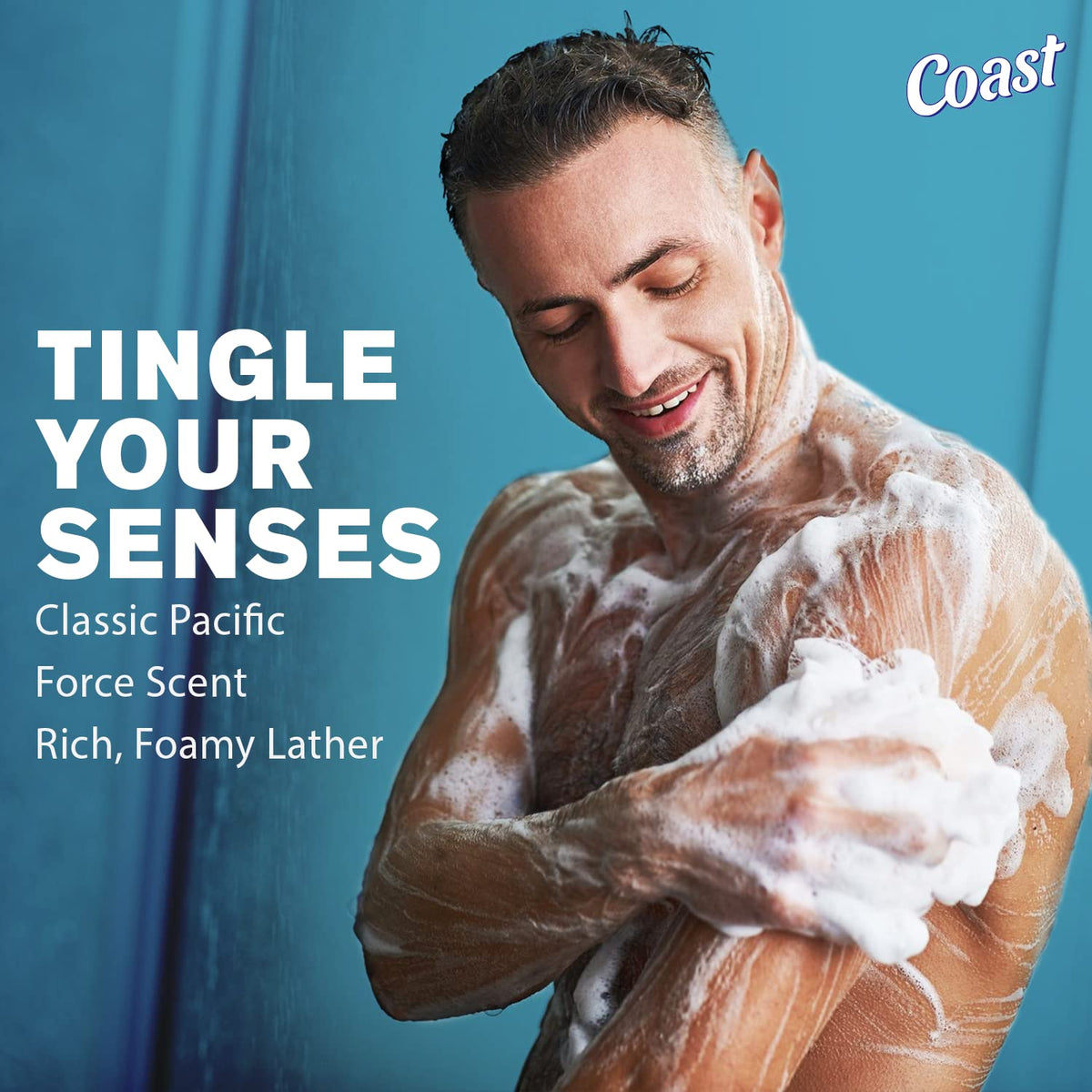 Coast rich lather close-up demonstrating fast-foaming moisturizing action