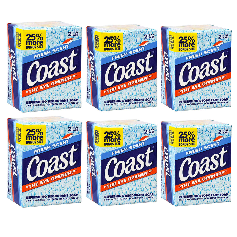 Coast front packaging showing one 4.0 oz bar, clear branding and fresh scent