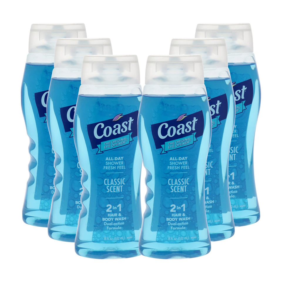 Coast front packaging showing bottle and hydrating, clean-rinse benefit