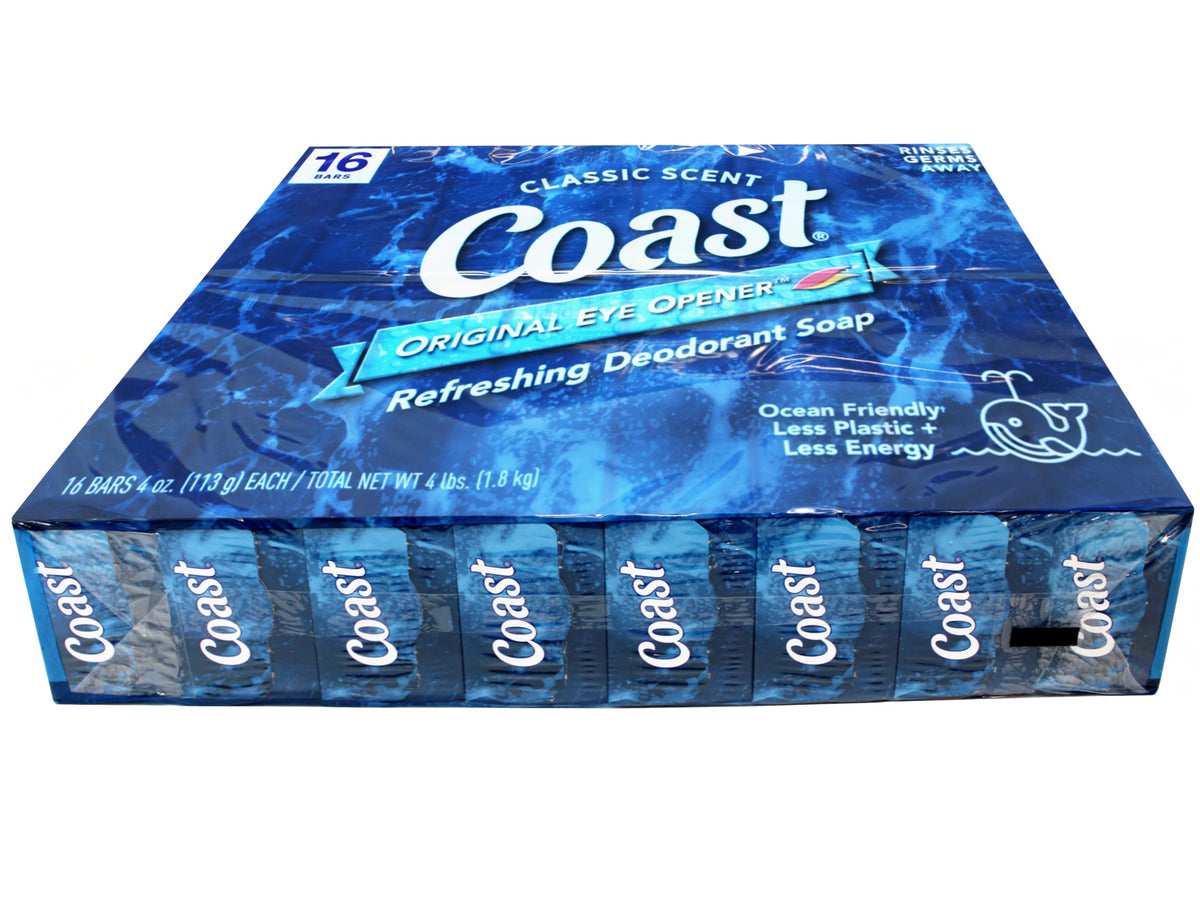Coast label close-up displays ingredients and clear product information