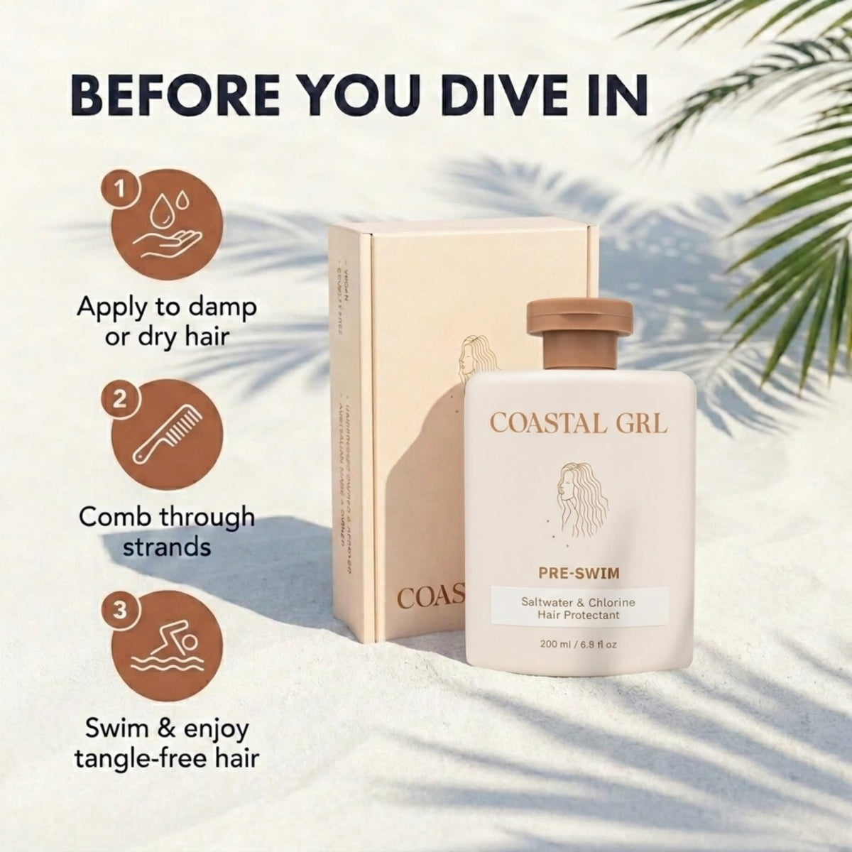 coastal grl applied before swimming to protect hair from chlorine damage