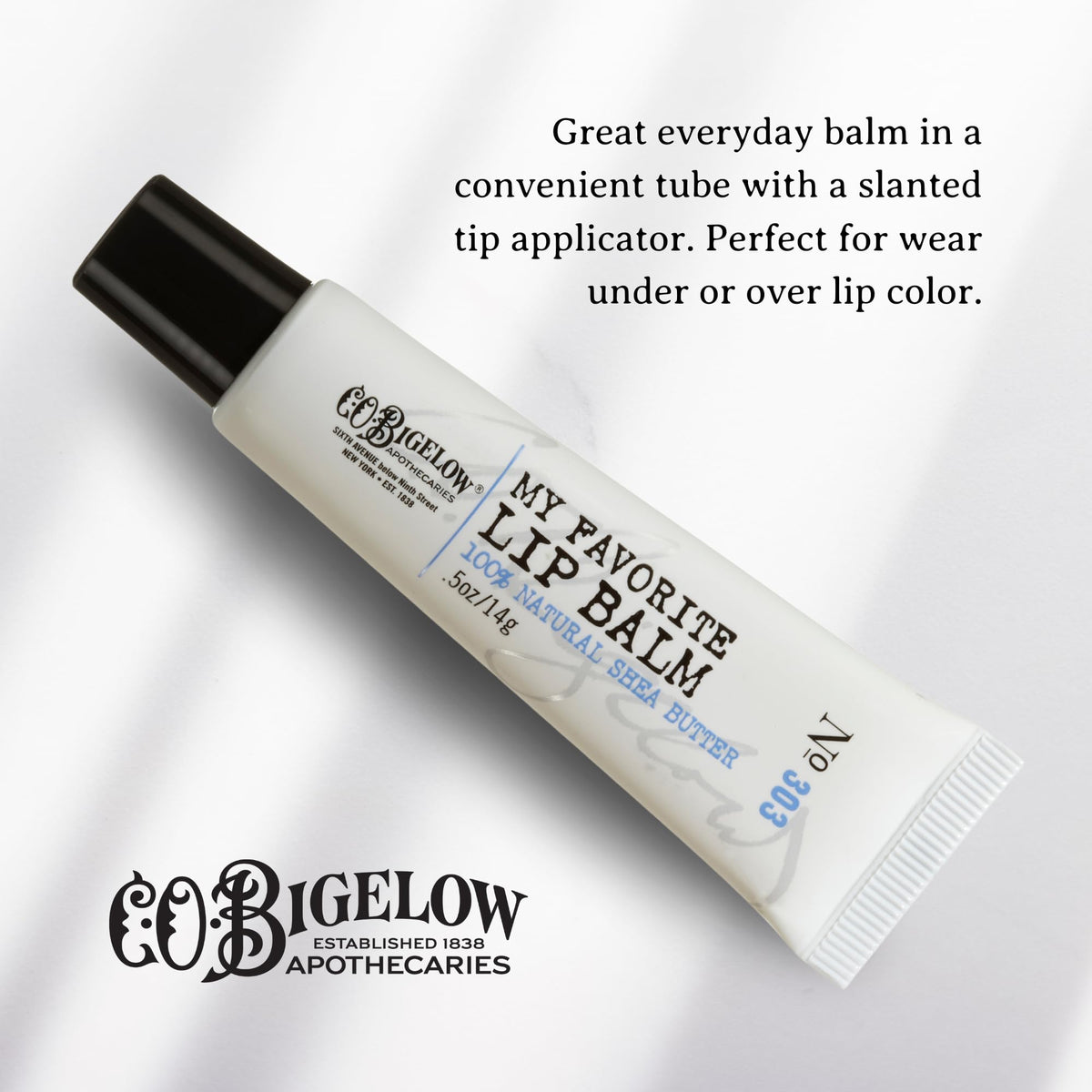 C. O. Bigelow texture and ingredient blend showing nourishing oils benefit