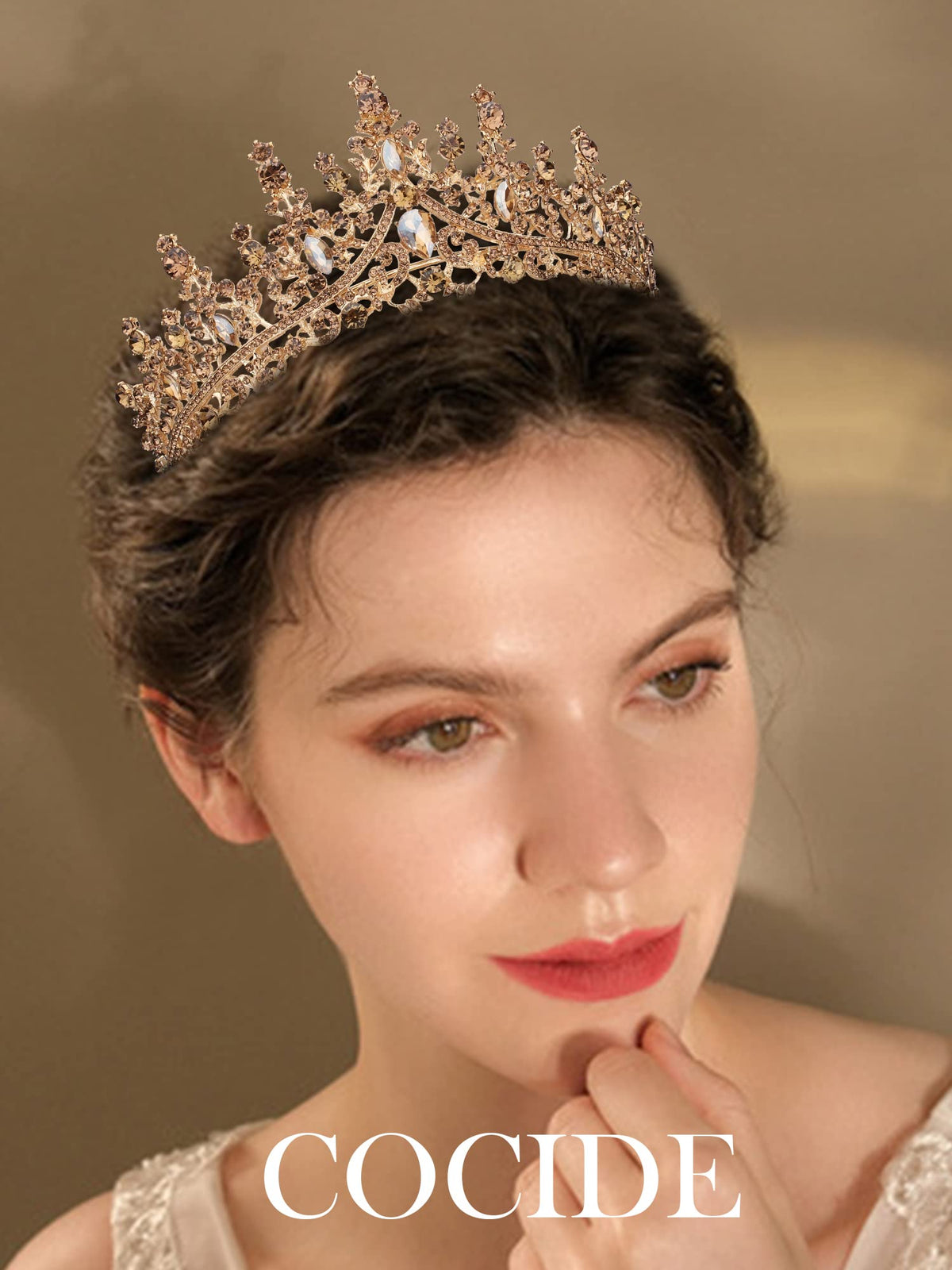 COCIDE crown side profile displaying height and gold alloy frame
