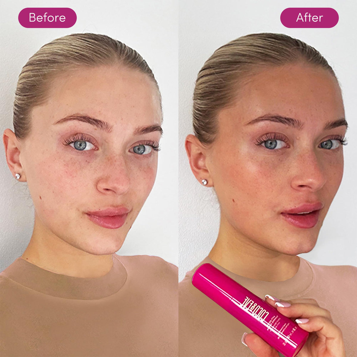 Coco & Eve serum texture on skin showing lightweight hydration and glow