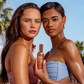 Coco & Eve application on leg demonstrating instant glow and hydration