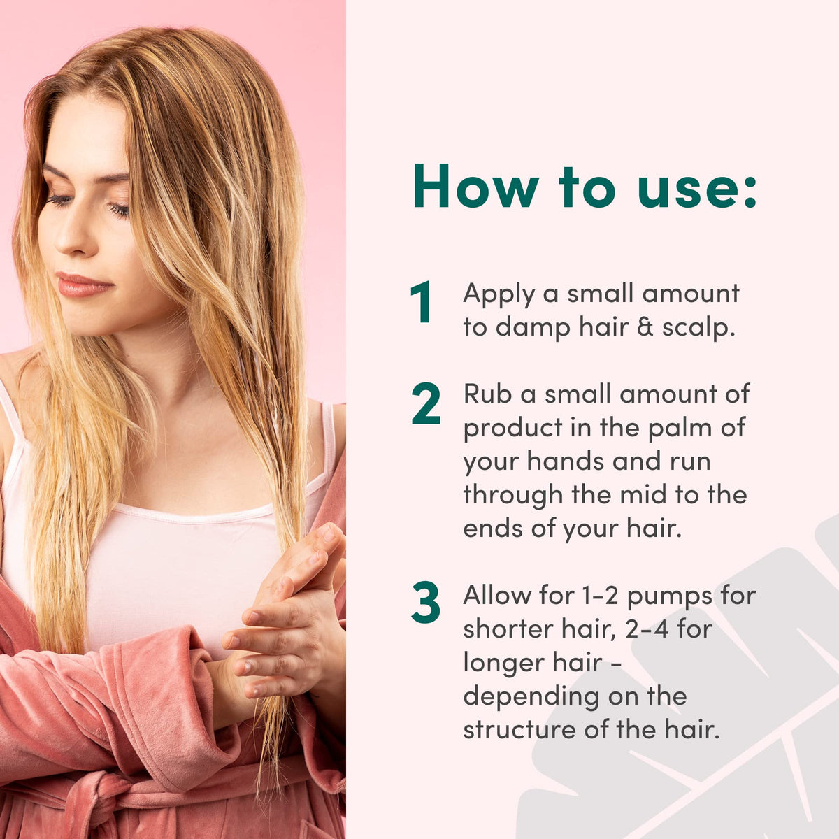 Coco & Eve being applied to wet hair to detangle and smooth strands