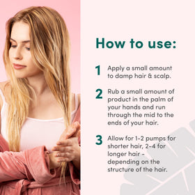 Coco & Eve being applied to wet hair to detangle and smooth strands