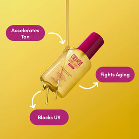 Coco & Eve spray application on arm for even coverage outdoors
