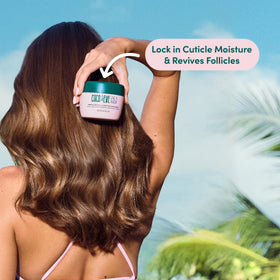 Coco & Eve applying masque to wet hair for deep conditioning