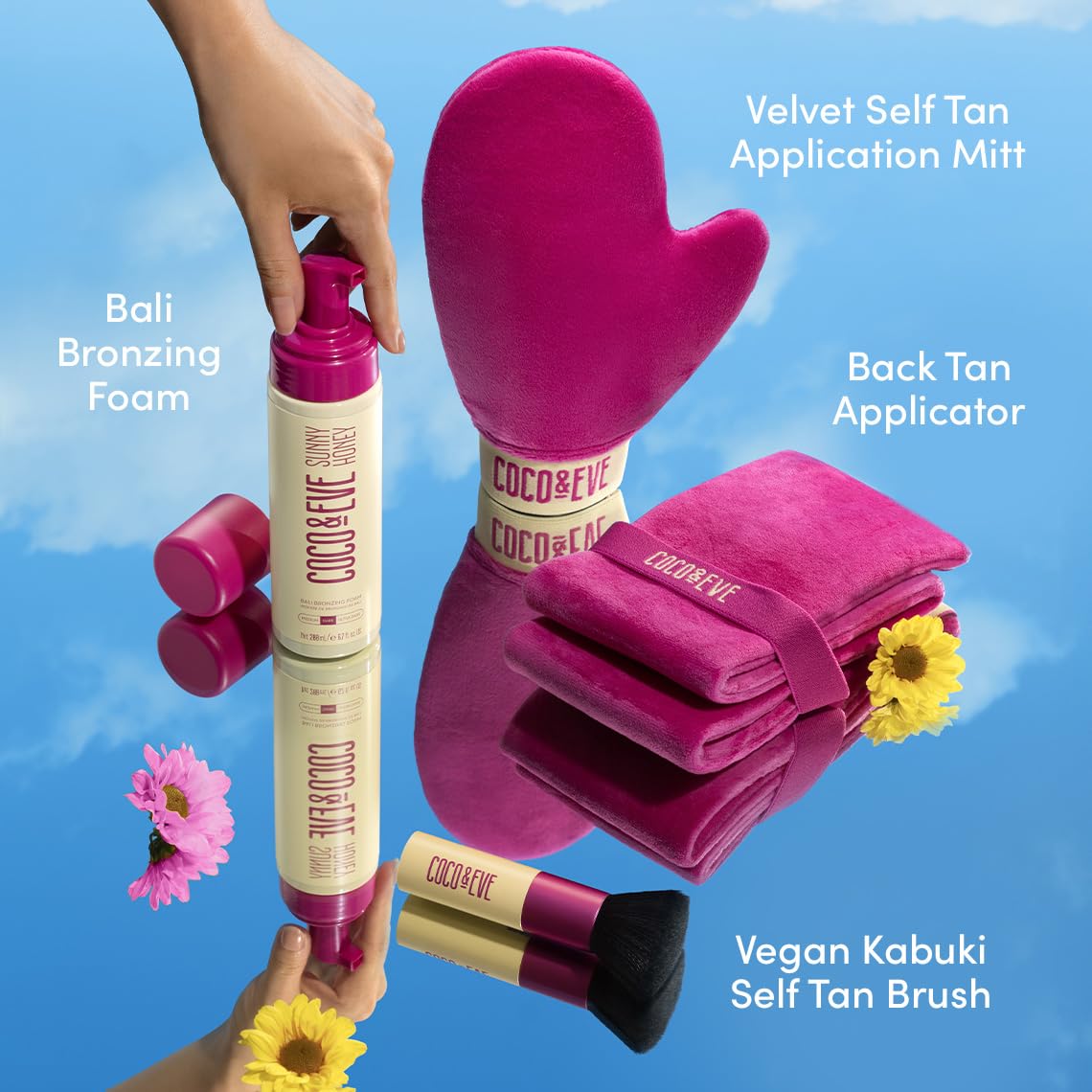 Coco & Eve back applicator in use reaching the back for even tan