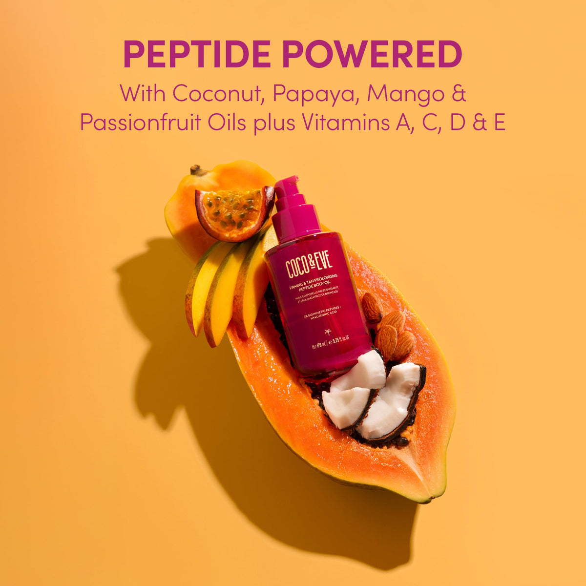 Coco & Eve bottle on beach scene conveying soothing after-sun recovery benefit